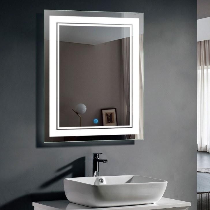 5mm Hotel Bathroom Vertical Hanging Frame LED Lighted Touch Sensor Bathroom Mirror