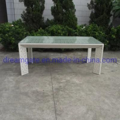 High End Glass Top Open Weaving Home Furniture Dining Design Table