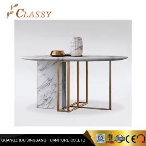 Luxury New Modern Design Restaurant Dining Round Marble Table with Steel Frame