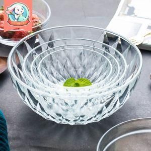 Five Pieces Salad Bowl Glass Bowl Diamond Glass Bowl for Use in Kitchen Furniture