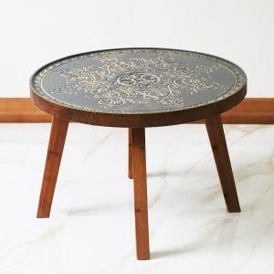 Factory Hot Sale China Stainless Steele Round Glass Coffee Table Center Antique Wooden for Home