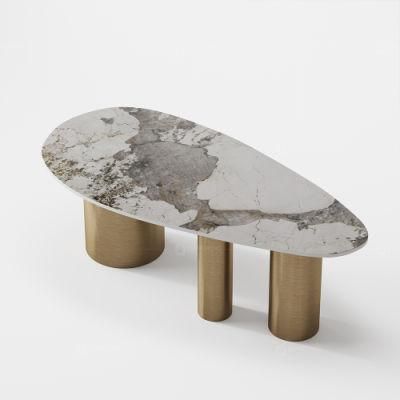 Grey Marble Marble Long Dining Table Large Dinner Table