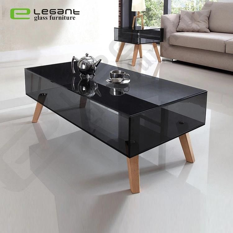 Simple Hotel Household Tempered Clear Glass Side Table