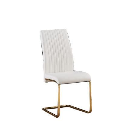 Modern Home Hotel Restaurant Furniture Chromed Metal Leg PU Leather Sofa Banquet Dining Chair