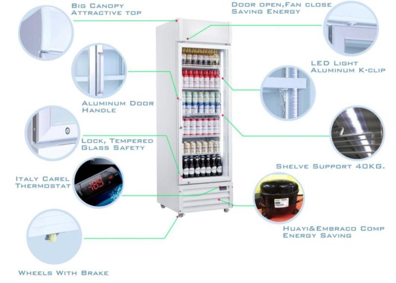 up & Down Double Glass Door Refrigerated Cooler Showcase for Beverage Juice