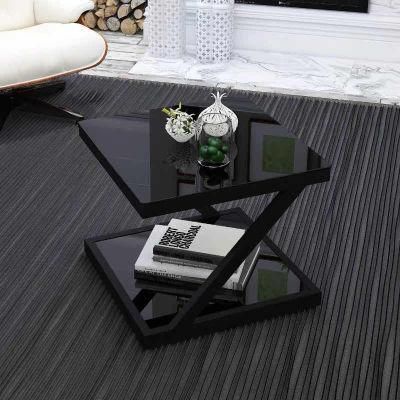 Modern Living Room Side Table Tempered Glass Small Coffee Table Square Creative Corner Table