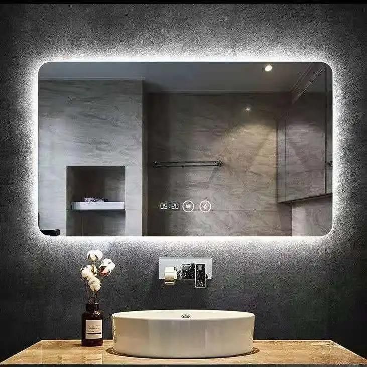 Wall Silver Smart LED Laminated Defogger Timer Furniture Bathroom Mirror