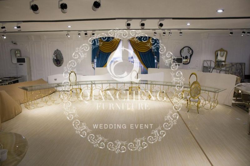 Big Size Half Moon Wedding Table with Stainless Steel Frame