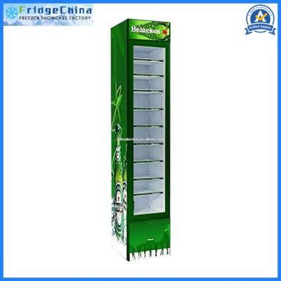 Slim Style Commercial Upright Glass Door Display Showcase Refrigerator