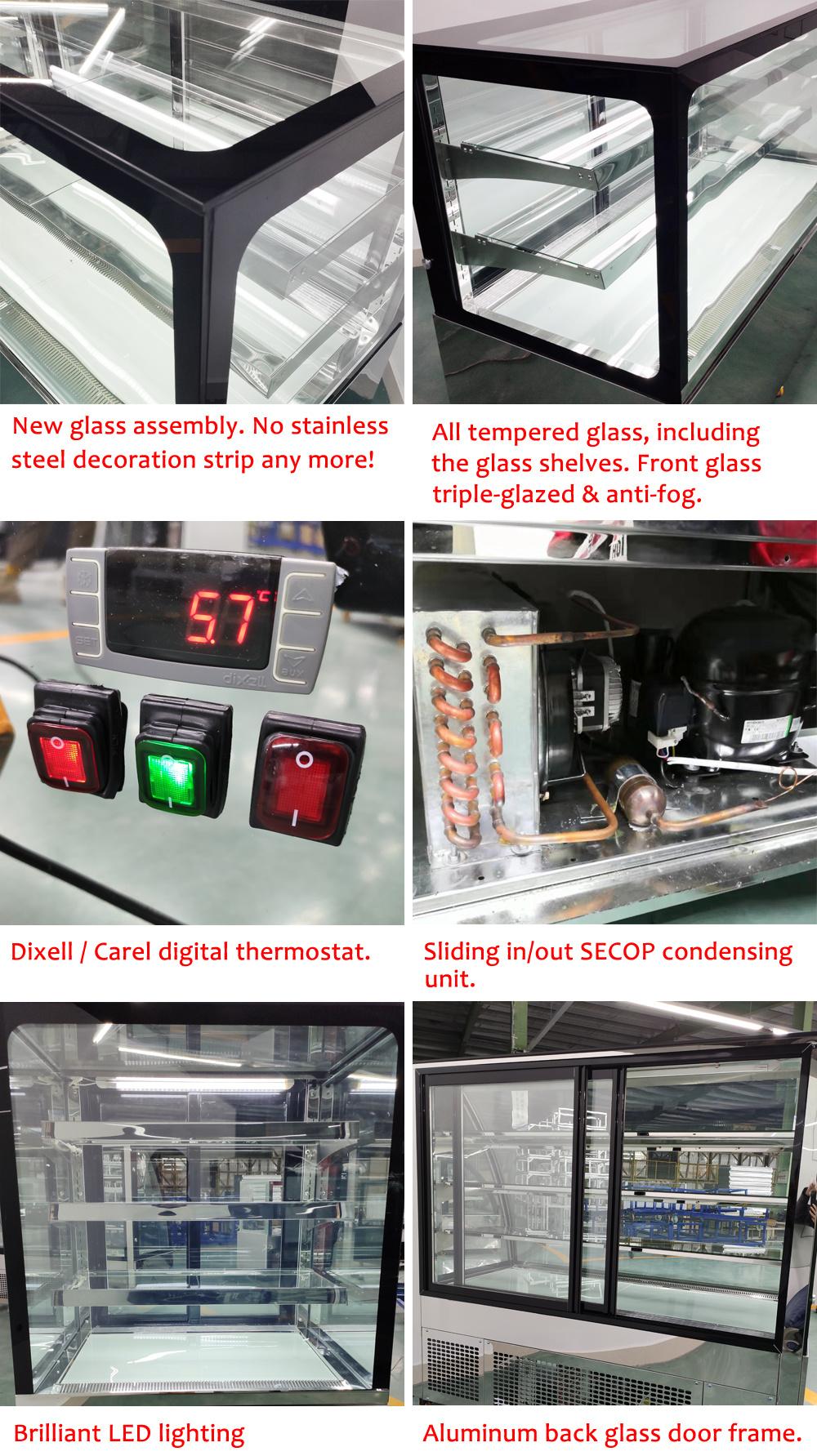 Refrigerated Restaurant Display Cabinet with Adjustable Glass Shelves