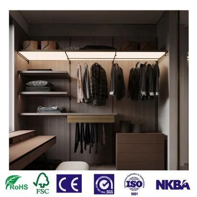 Home Bedroom Walk in Closet Plywood Particle Board Sliding Glass Door Solid Wood Open Furniture Dresser Set Wardrobe