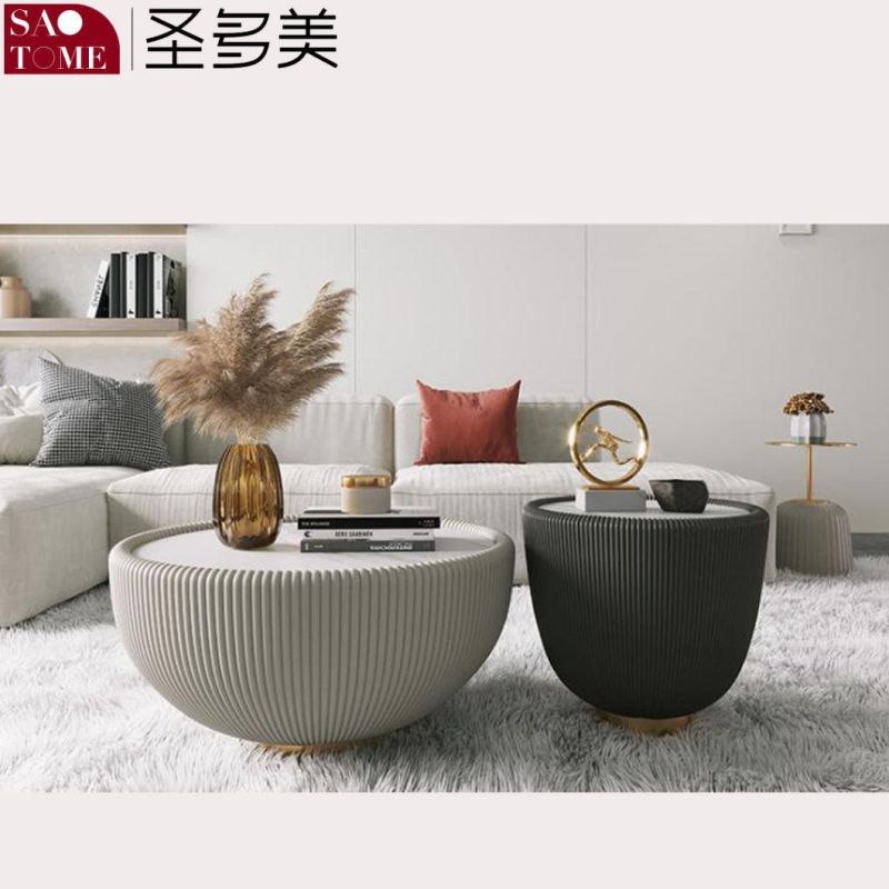 Modern Simple Luxury Leisure Living Room Furniture Slate Round Coffee Table