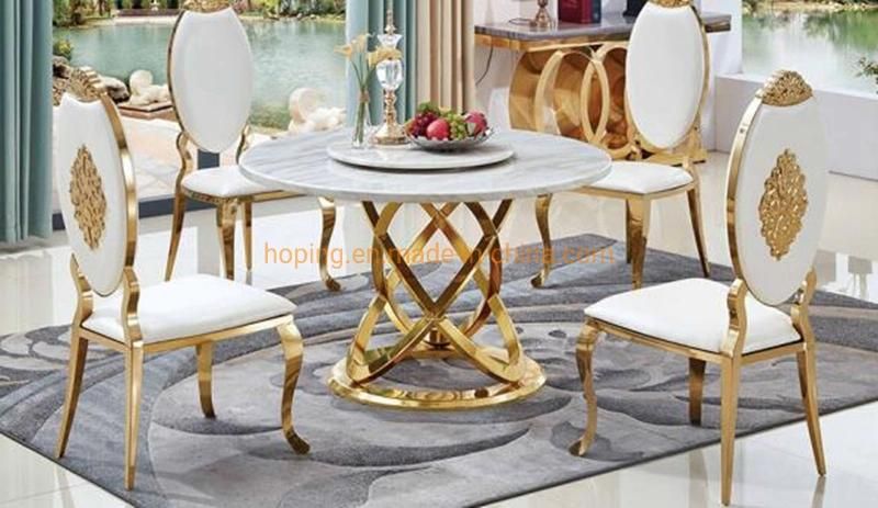 Modern Rectangle Table Contemporary Marble Top Dining Table with Gold Iron Legs