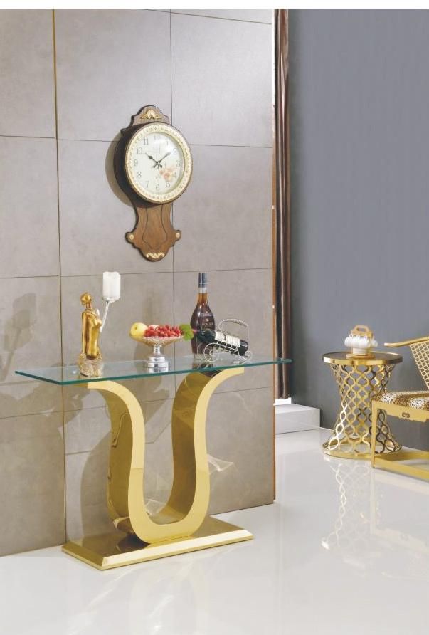 U Shape Dining Table Stainless Steel Gold