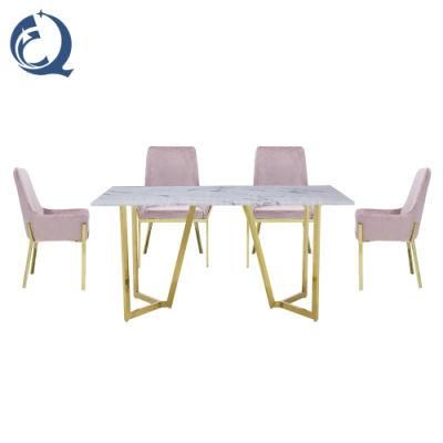 Golden Dining Table Marble Top for Modern Dining Room Furniture