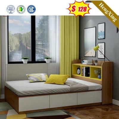 Creative Design Wood Mixed White Color Storage Backrest Bedroom Single Kid Children Size Beds