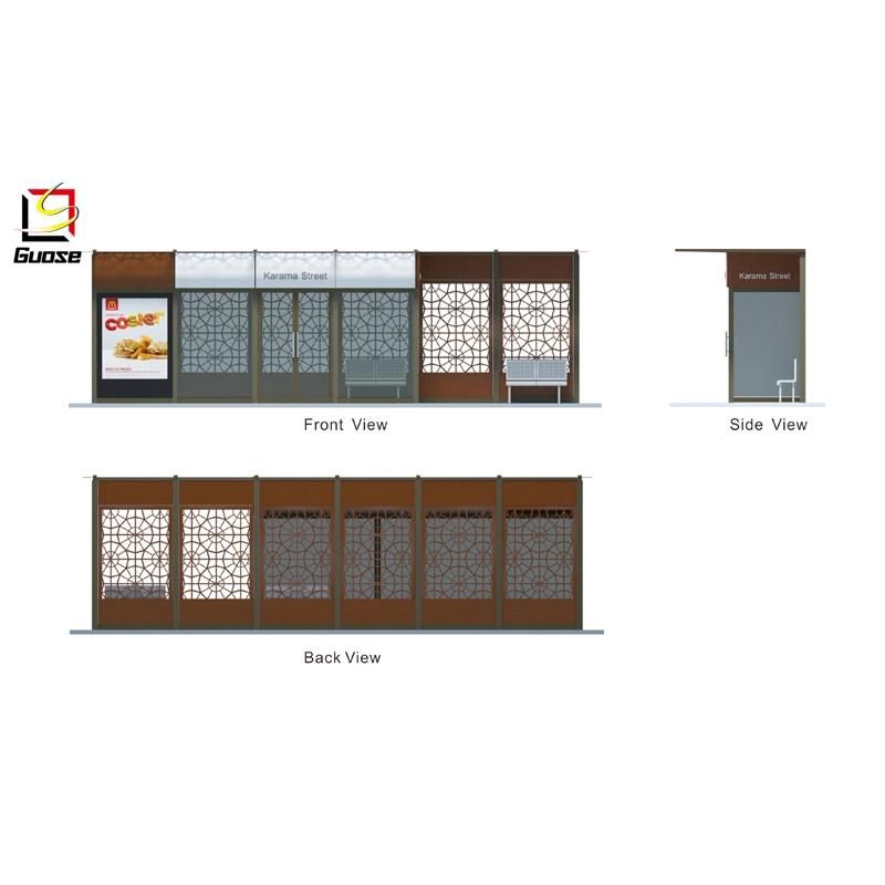 Aluminum Mashrabia Design with Glass Indoor Bus Shelter with Air-Condition