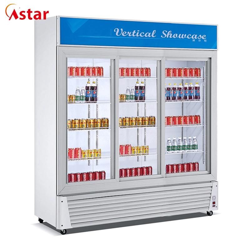 Commercial Refrigerator Manufacturer Sliding Glass Door 760L Beverage Showcase/Display