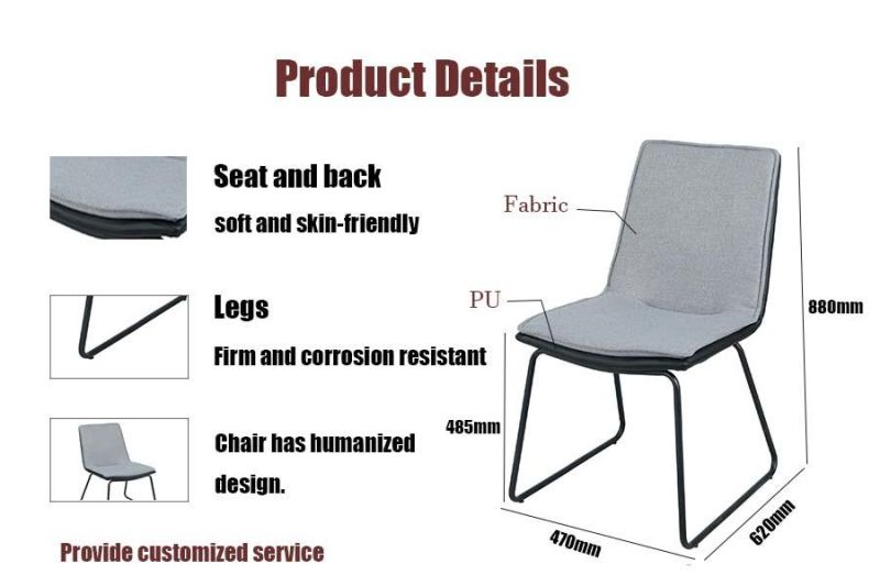modern Home Furniture PU Back Upholstered Fabric Leather Dining Chair