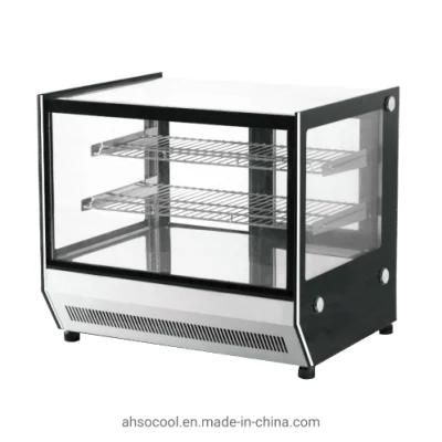 Commercial Auto Defrost Tabletop Pastry Showcase with Square Glass Front