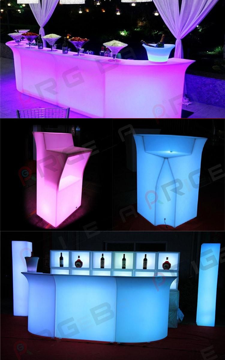 Rigeba Hot Sale Waterproof Outdoor LED Battery Rechargeable Shining LED Furniture Bar Counter for Club