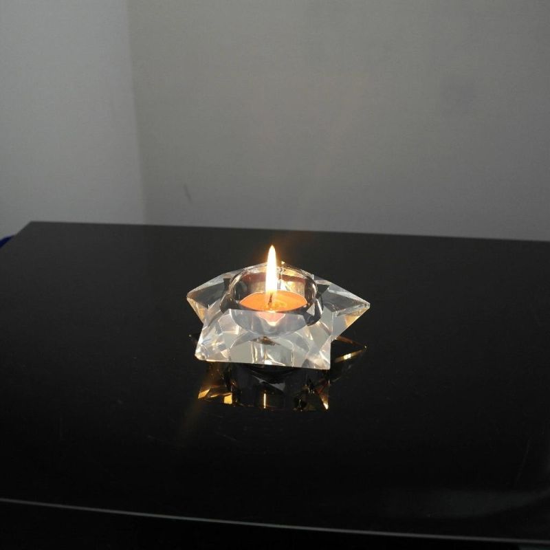 Five-Star Shape Crystal Glass Candleholder Craft for Gift