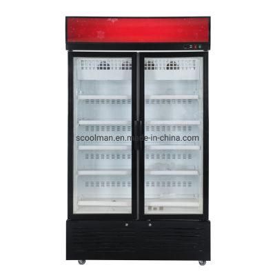 Frost Free Vertical Display Showcase Double Glass Door Freezer