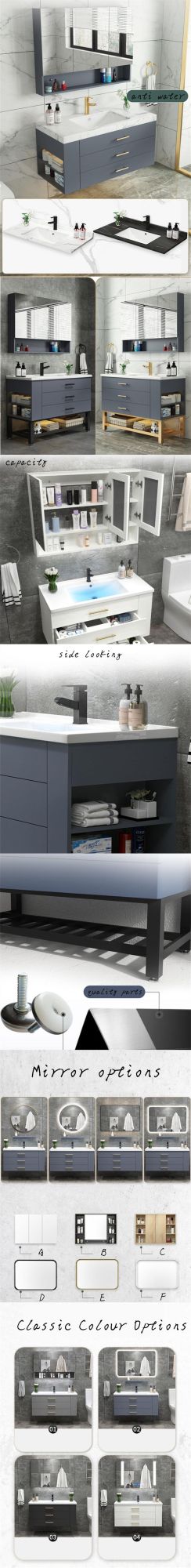 Simple Wholesale Design Stylish Hot Sell Glass Basin Bathroom Cabinet with Mirror