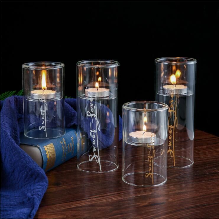 Hot Sale High Borosilicate Heat Resistant Glass Candlestick for Home Decor