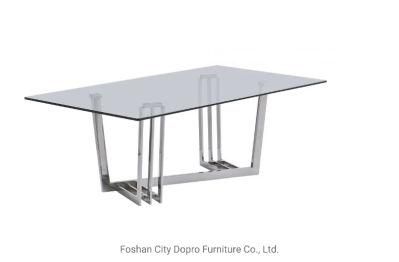Premium Design Stainless Steel Base Frame Coffee Table with Glass Top