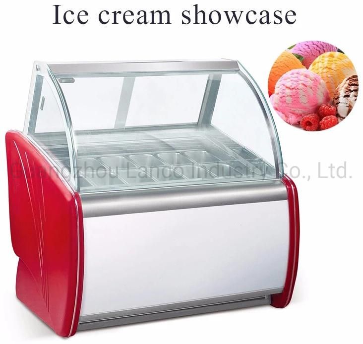 1430mm 380L Fan Cooling Gelato Display Refrigerator Ice Cream Showcase