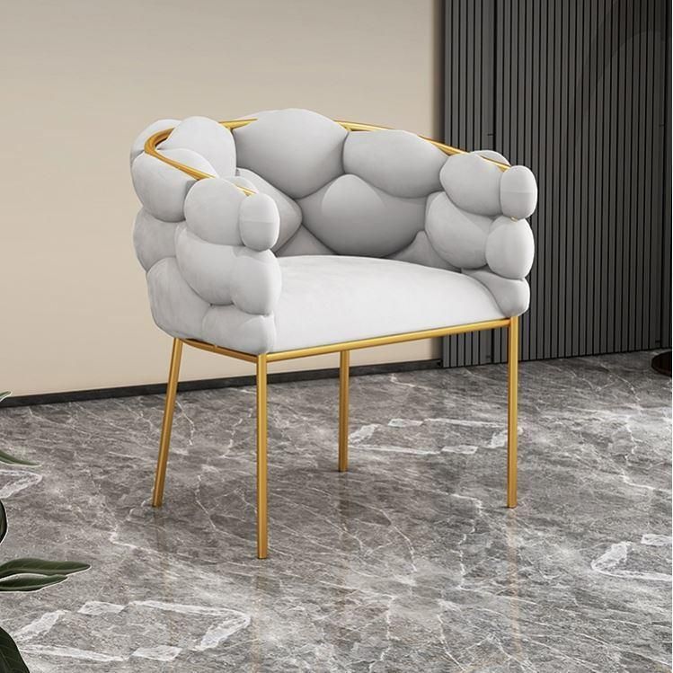 Home Bedroom Furniture Metal Leg Morandi Color Bedroom Dresser Chair Leisure Chair