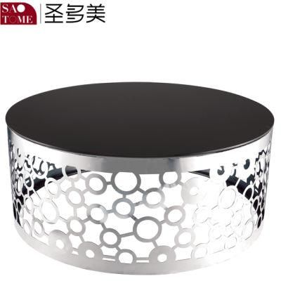 Living Room Home Furniture Stainless Steel Round Glass Coffee Table