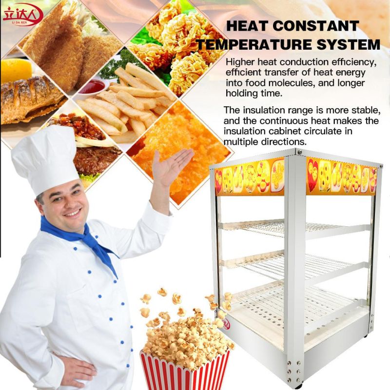 Cooking Machines Automatic Industrial Heating Panel Glass Food Pastry Display Warmer Showcase