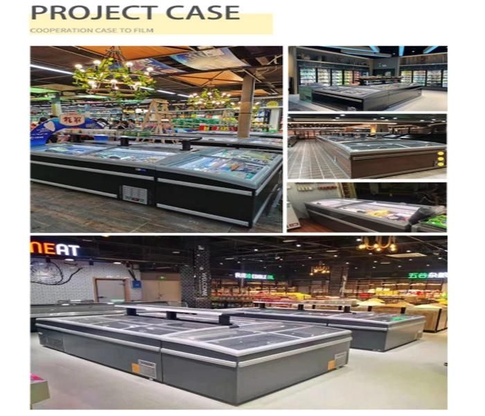 Commercial Auto Defrost Double Island Freezer Showcase for Supermarket