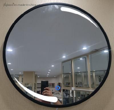 Hotel Bathroom Black Golden Round Metal Framed LED Light Mirror
