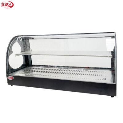 2022 Red Curved Food Warming Showcase Commercial Restaurant Equipment Glass Food Warmer Display Showcase