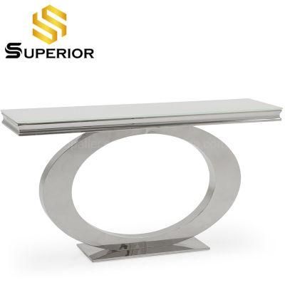 Modern New Design &quot;O&quot; Shape Tempered Glass Top Console Table