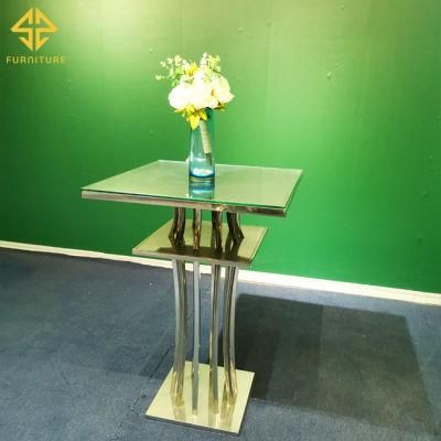 Latest Model Round Glass Top Gold Metal Base Bar Stand Cocktail Table