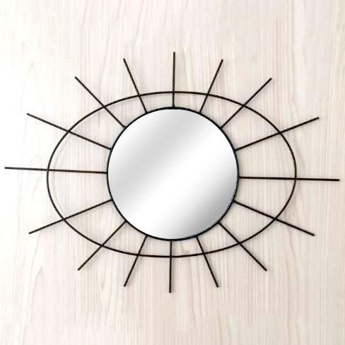 Modern Round Iron Circle Metal Hanging Wall Mirror Glass