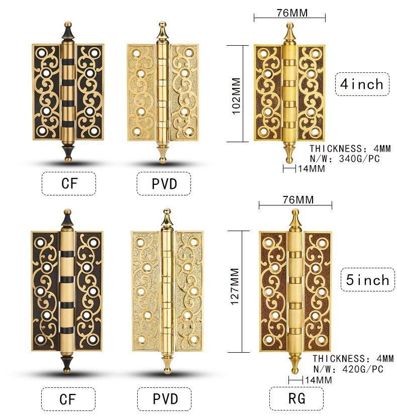 Full Brass Wooden Door Hinge Forging Copper Hinge