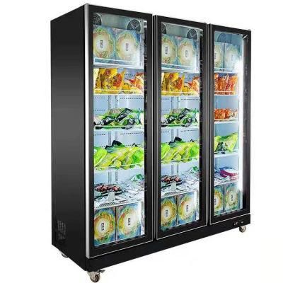 Upright Commercial Open Display Glass Door Fridge Freezer Cabinet