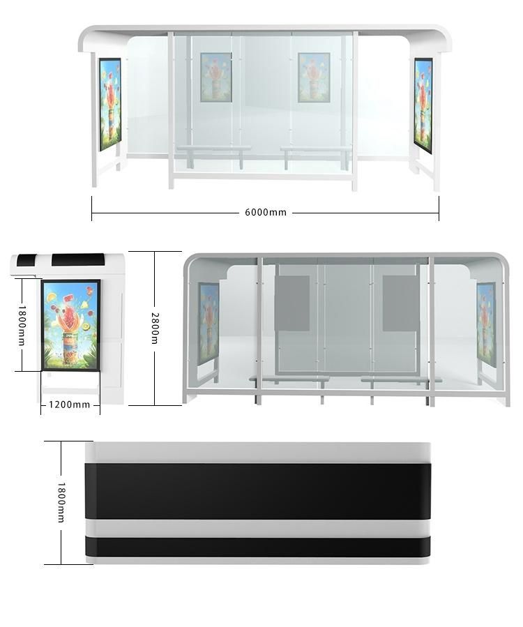 Outdoor Modern Stainless Steel Tempered Glass Bus Shelter-Estonian Style