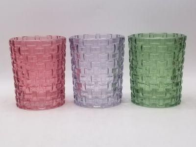 Glass Candle Holders with Different Shiny Colours for Home Decoration