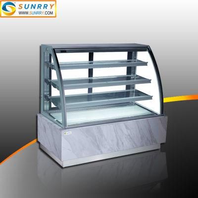 Bakery Four Layers Single Curved Glass Cake Display Freezer Showcase