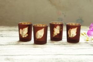 Glass Candle Holder with Different Leaf Style for Home Decoration