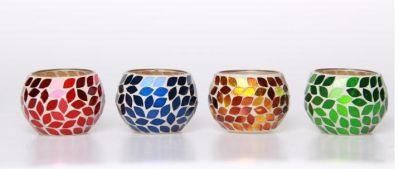 Home Decoration Glassware Gift Mosaic Glass Candle Jars Glass Candle Holder Loaded with Wax or Without Wax