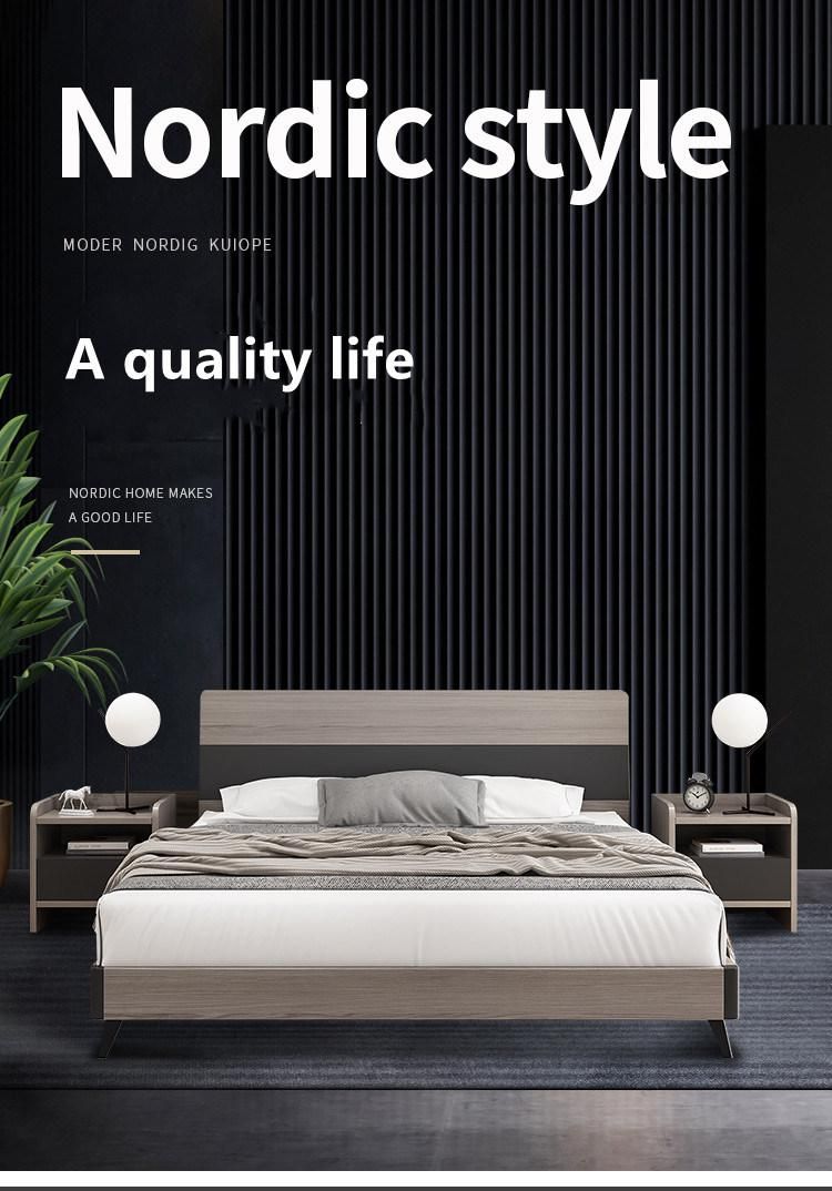 Nordic Modern Popular Style Good Price Wooden White Color Bedroom Furniture King Double Size Bed