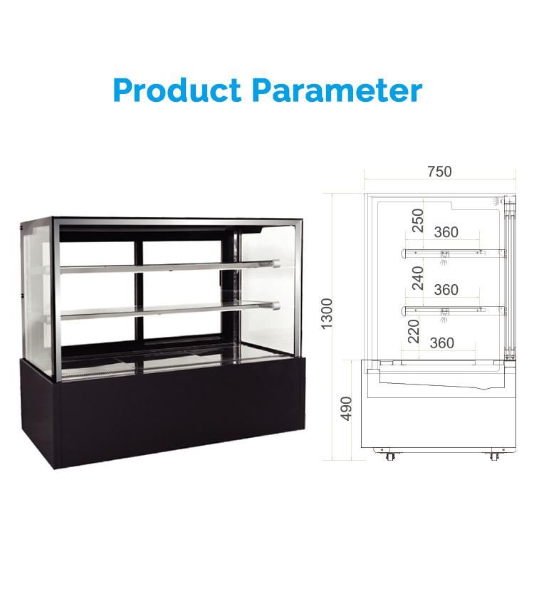 2~8 Degree Cake Cabinet Cooler with Straight Glass
