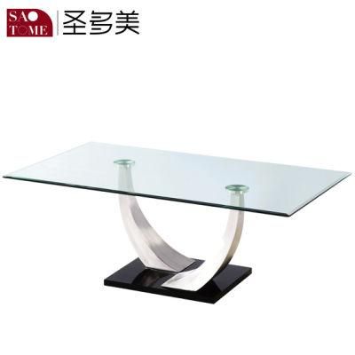 Modern Living Room Furniture Clear Glass High Gloss Black MDF Coffee Table
